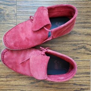 Vans red suede moccasins size 7.5